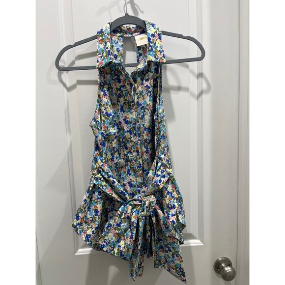 Maeve Anthropologie Floral Tie Front Sleeveless Women's Top Sz Small - Picture 2 of 11